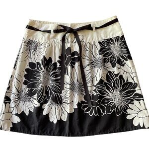 Wrapper Midi Floral Skirt Black and White 13
